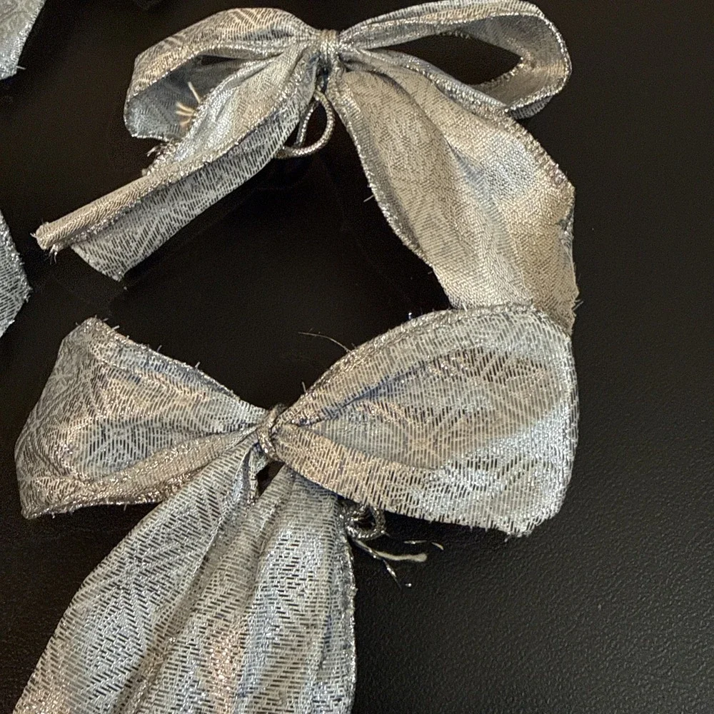 Lot Of 10 Vintage Blue/Silver Bows Xmas Tree Decor 2000's